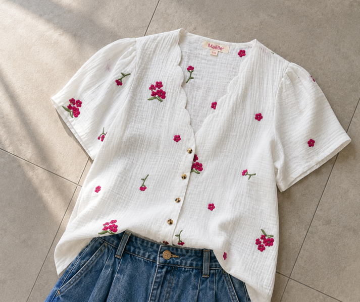 Blouse courte à motif brodé – taille XL au 3XL – Image 2