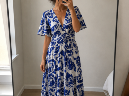 Robe bleu fleurie chic
