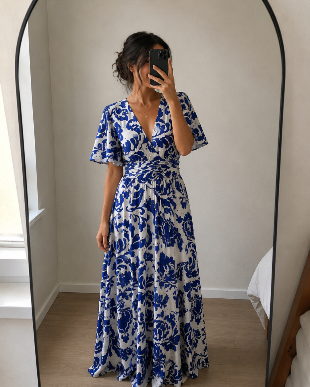 Robe bleu fleurie chic