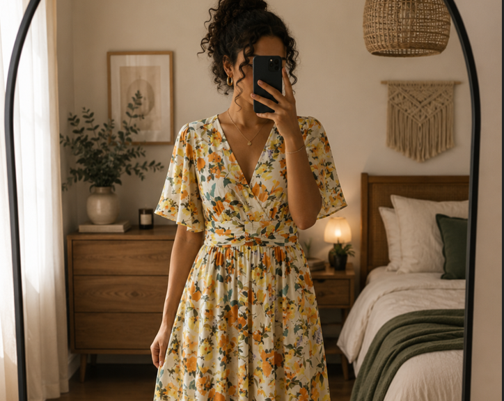robe fleurie femme jaune – Image 3