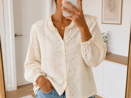 Blouse  manche longue brodé –  XL au 3XL