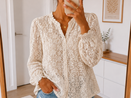 Blouse  manche longue stylé  brodé –  XL au 3XL