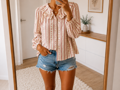 Blouse élégante en coton à manches longues – XL au 3XL