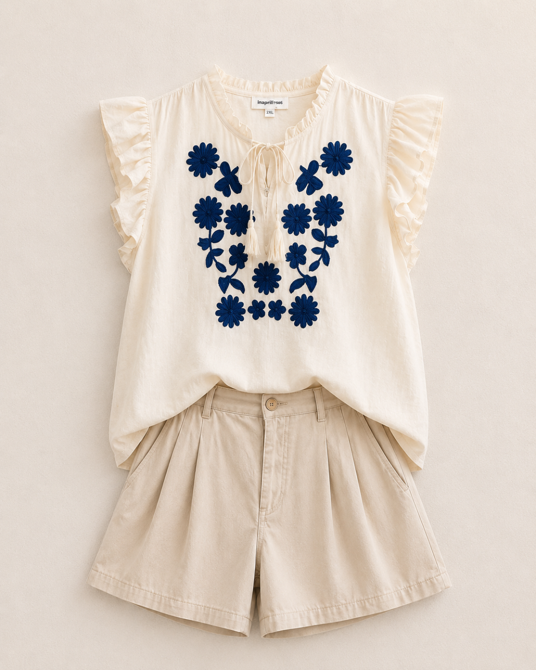 Blouse courte grande taille brodée – Style chic et confortable