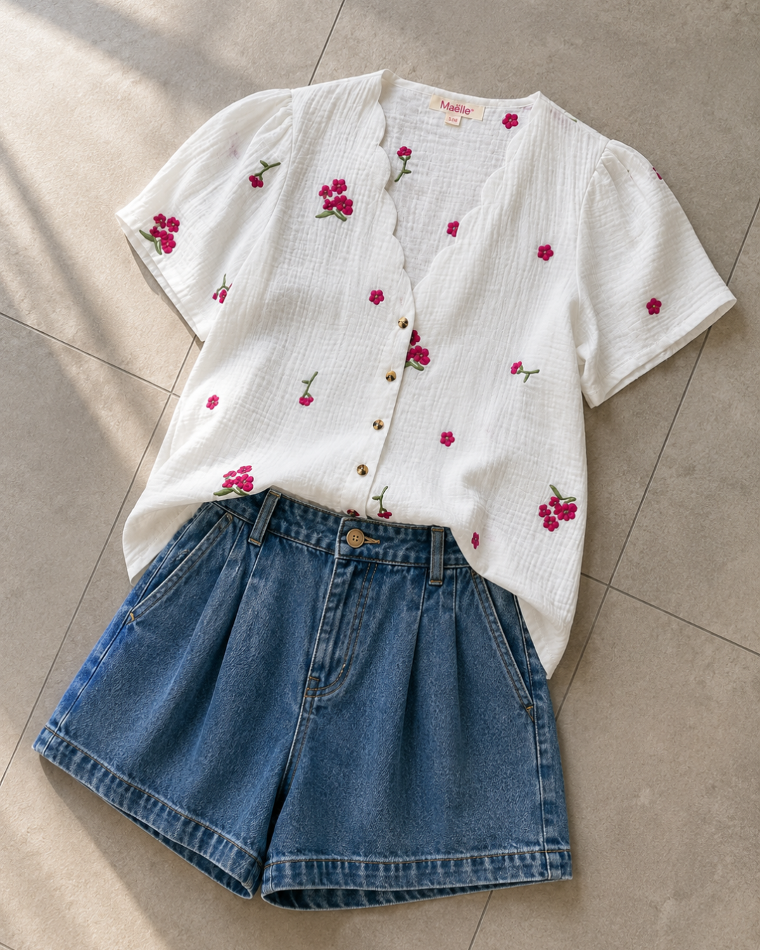 Blouse courte à motif brodé – taille XL au 3XL