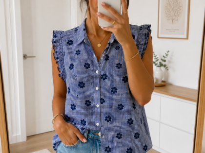Blouse courte à motif brodé – Grande taille du XL au 3XL