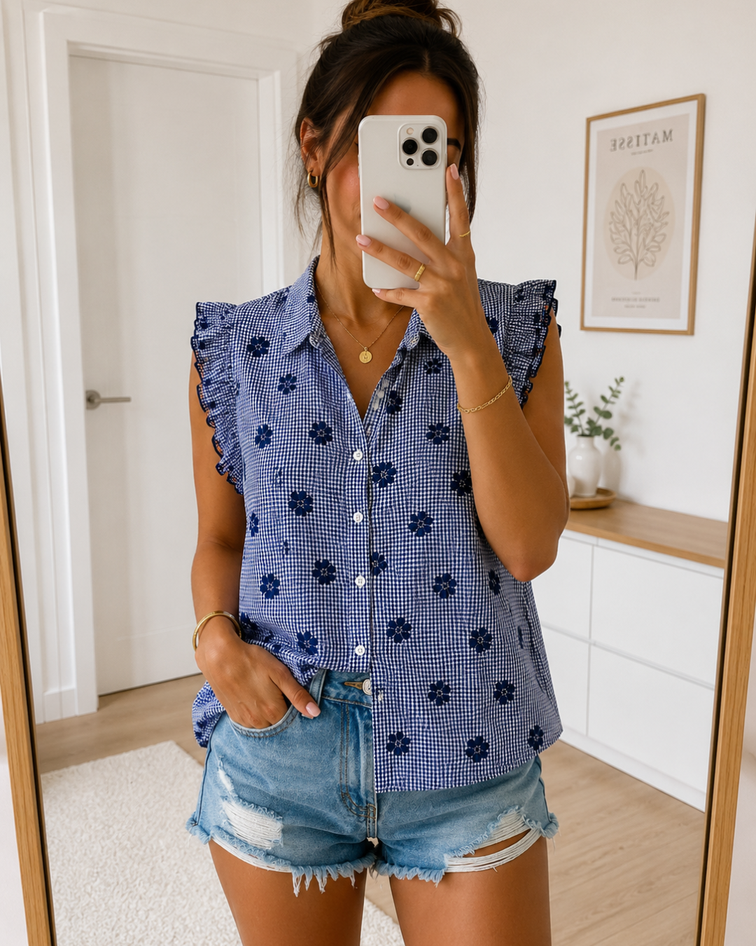 Blouse courte à motif brodé – Grande taille du XL au 3XL
