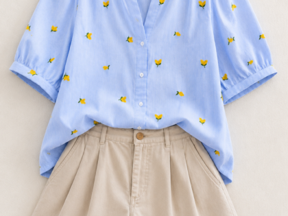 Blouse femme grande taille à manches courtes et broderie