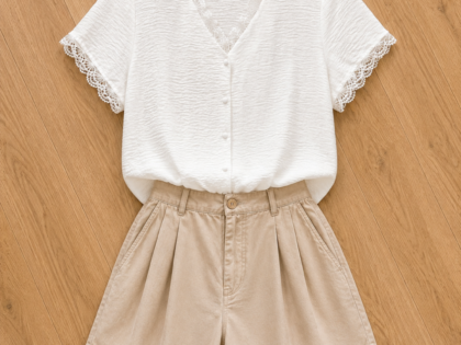 Blouse courte manche  brodée – blanc chic