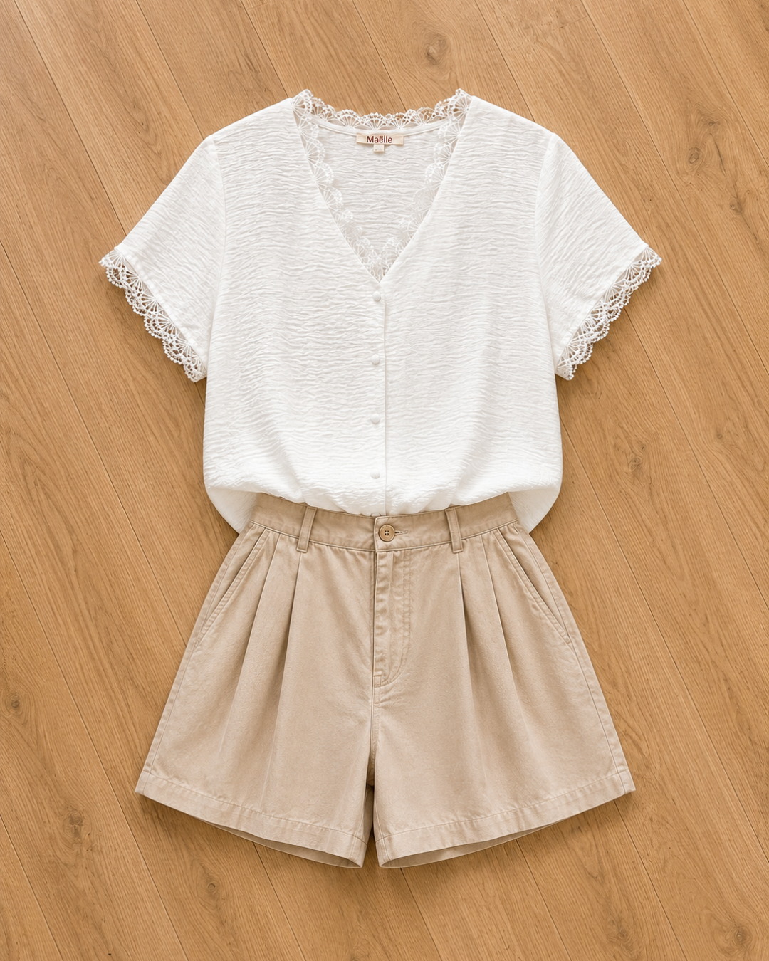 Blouse courte manche brodée – blanc chic