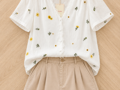 Blouse brodée fleur jaune - grande taille