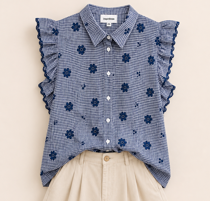 Blouse courte à motif brodé – Grande taille du XL au 3XL – Image 2